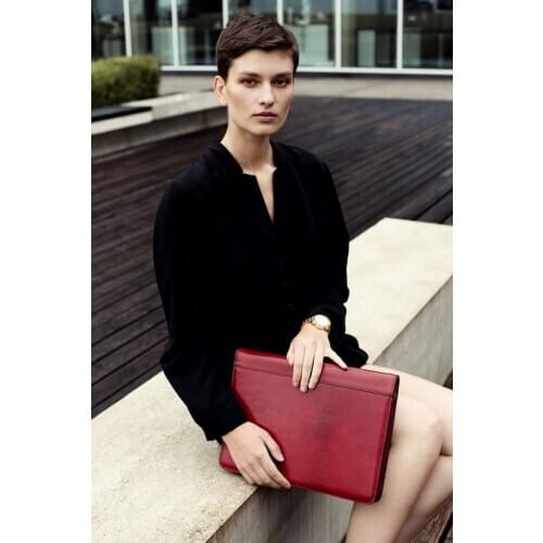 Leather Document Case, Red Leather Portfolio - Time Resistance