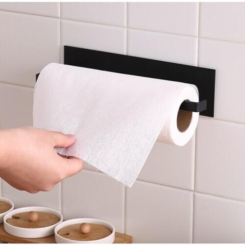 Kitchen Self-adhesive Accessories Under Cabinet Paper Roll Rack Towel Holder Tissue Hanger Storage Rack For Bathroom Toilet