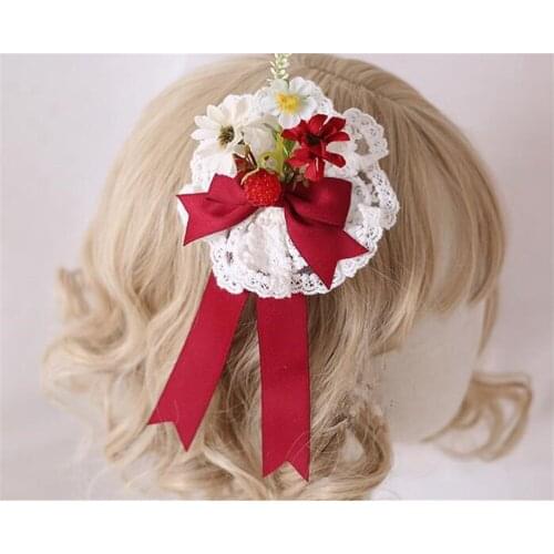 Sweet Lolita Headdress flower Pills Edge clip Mori Girl Princess Lace Bow Wedding Hairpin Headwear B1375