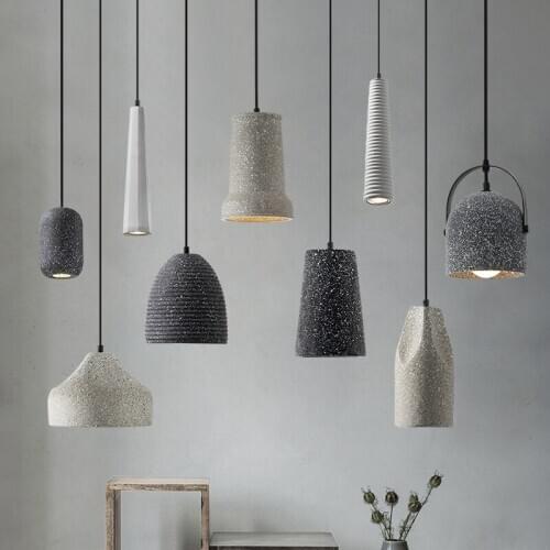 Model Pendant Lamp Cement Creative Dining Table Bar Dining Room Lamp European Style Simple Pendant Lamp Industrial Lamp Led E27