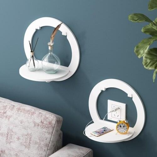Wall Shelf Decorative Shelves Free Punching Wall-Mounted Storage Rack Holder TV background Bedroom Flower Pot Wall Hanger Stand