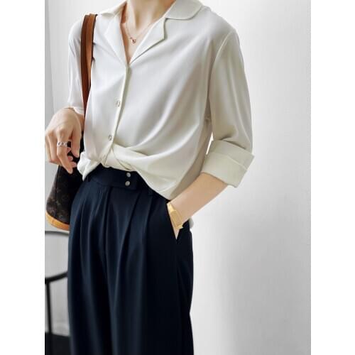 New womens solid color loose long sleeve blouse