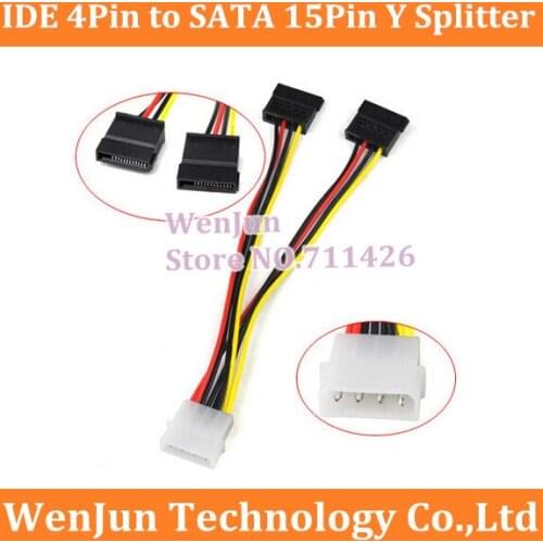 Wholesale IDE 4Pin to SATA 15Pin Y Splitter Power Cable 4PIN hard disk supply Extension PC HDD Adapter Cable