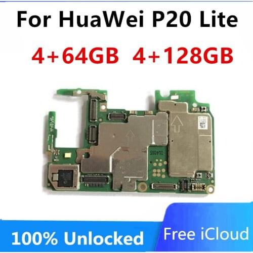Original Unlocked For HuaWei P20 Lite Motherboard Logic Board Mainboard Full Chips Android System 64gb 128gb ROM 4GB RAM Plate
