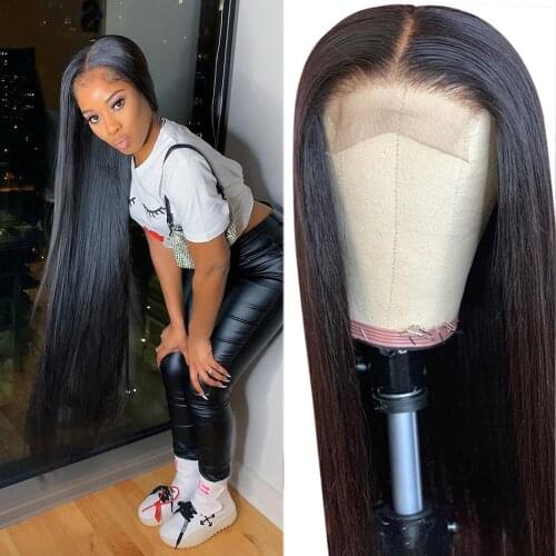4x4 5x5 Lace Closure Human Hair Wigs Pre Plucked Straight 28 30 Long Inch 150% Brazilian Remy Hair Lace Closure Wig For Women