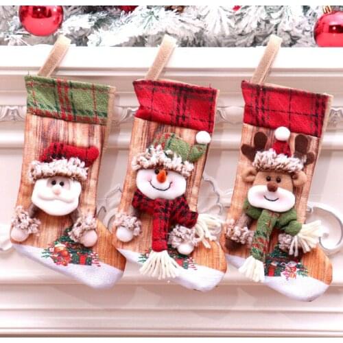 Christmas Tree Pendant Stockings Xmas Gift Bags Fireplace Decor Socks Kids Gift Bags Candy Holder Christmas Decor for Home
