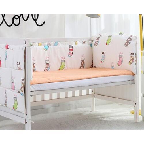 5PCS 100% Cotton Crib Bedding Cot Infant cosas para bebe Baby Bedding Set for Newborn Baby Bumper Sheet,(4bumper+sheet)