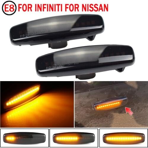 2pcs LED Dynamic Side Marker Turn Signal Repeater Light Indicator Flowing Flash Fit For Infiniti FX37, CLS51, S51