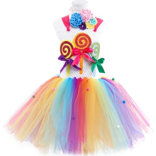 Rainbow Tutu Dress for Kids Fashion Tulle Knee Length Flower Kids Girls Clothes Colorful Toddler Baby Party Clothes Outfits