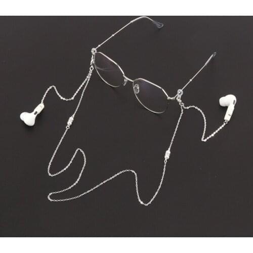 White Imitation Pearl Glasses Chain Wireless Headphones Chain Anti Lost Earphone Strap Compatible with Airpods and Airpods Pro