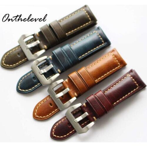 Onthelevel Genuine Leather Apple Watchbands Watch Strap Pin Buckle Adapter Watch Accessories 22mm 24mm 26mm for iWatch & Gear s3