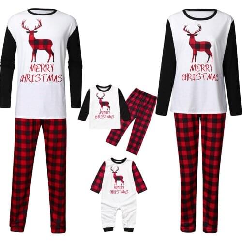 Christmas Pajamas Family 2020 Xmas Adult Kids Deer Print Long Sleeve Tops + pants Family Christmas Matching Pajamas Set Clothes