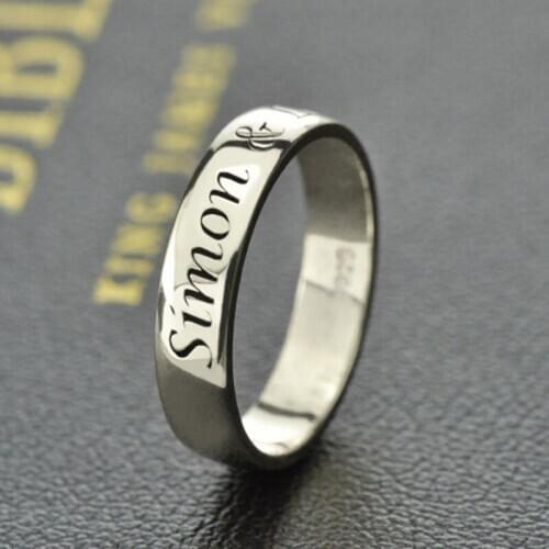 Hot Silver Brand Rings Engraving Character Handmade Finger Ring Unique Design Women Men Jewelry Men Ring Gold Dropship