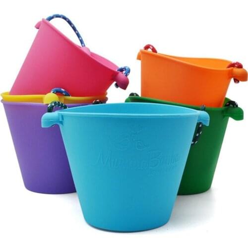 Silicone Beach Pass Bag Children Bath Toys Bucket Folding Hand Bucket Children Baby Beach Sand Play Water Pour Toy Color Bucket