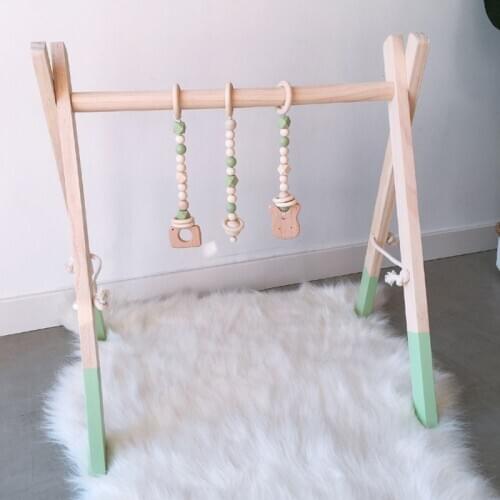 Nordic Style Cartoon Solid Wood Baby Kids Ftness Rack Children Room Decoration F3ME