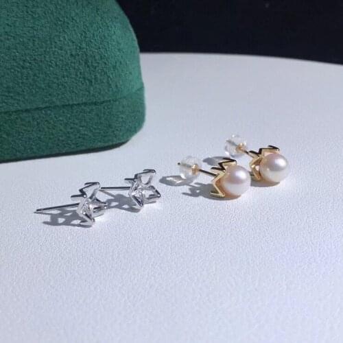 Wedding Gift 925 Sterling Silver Earrings Findings Settings Base Mountings Parts Mounts for Pearls Agate Crystal Stones Jade