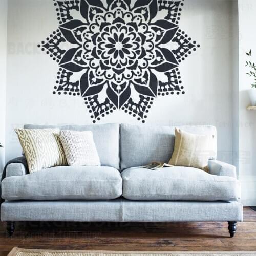 90cm - 130cm Stencils Wall Floor Template Reusable For Decor Tile Furniture Giant Mandala Indian Arabic Ethnic Round S055