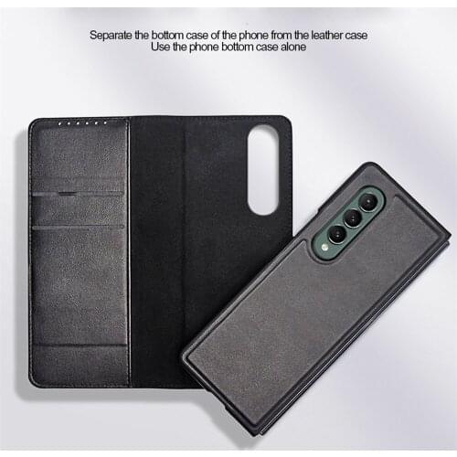 Phone Protective Case Cover Fiber Pattern Magnetic Split Mobile Phone Shell for Samsung Z Fold 3