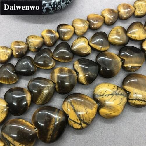 Yellow Tiger Eye Love Shape Bead Natural Diy for Bracelet Necklace 4 Size