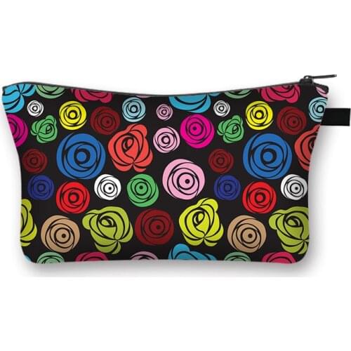 Woman Cosmetic Organizer Bag Make Up Coloful Rose PrintingCosmetic Bag Fashion Women Brand Makeup Bag girls Cosmetic Case Box