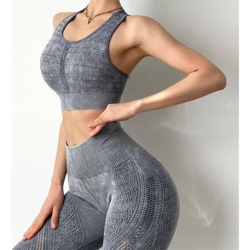 2021 Spring New Seamless knitted Jacquard Fabric Running Yoga Sets Women Sports Bra & High Waist Leggings 2 Pcs Sports Suits
