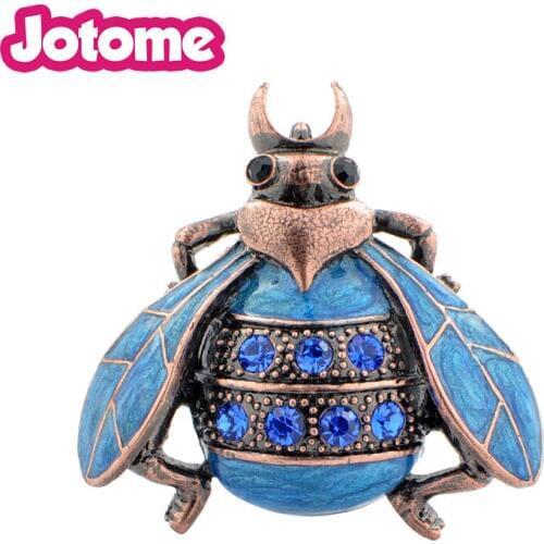 100pcs/lot Vintage Blue Beatle Bug Pin Brooch