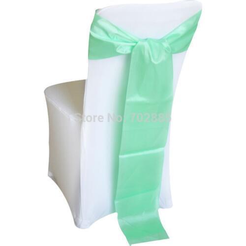 100pcs Tiffany Blue 275cmx18cm Satin Chair Cover Sashes Wedding Reception Decoration