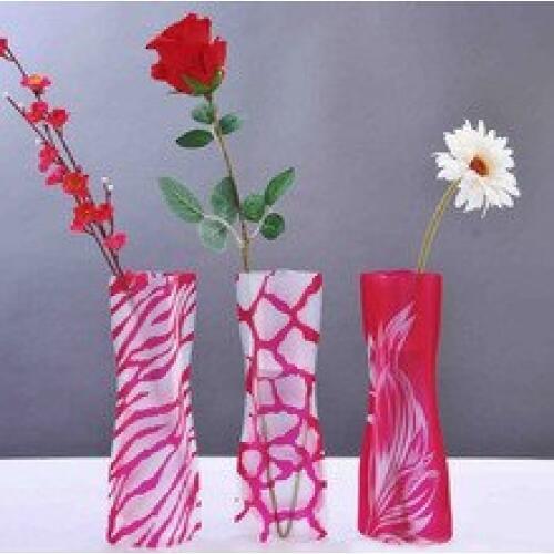 12*27cm Creative Clear Eco-friendly Foldable Folding Flower PVC Vase Unbreakable Reusable Home Wedding Party Decoration lin4018
