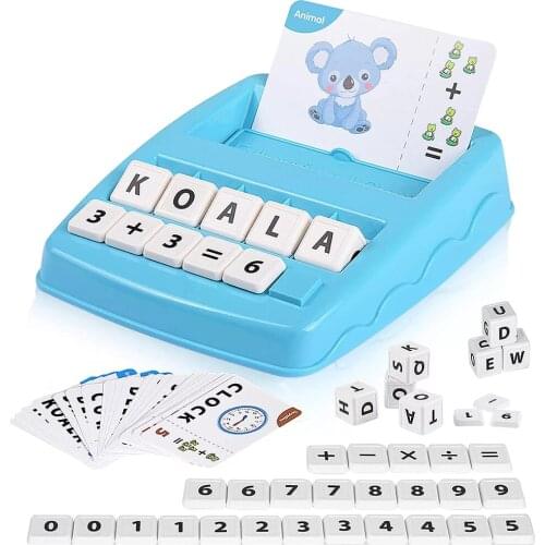 2 in 1 Preschool Sight Words Spelling Game with Alphabets Number Math Flash Cards Match Learn Letter Educational Toy for Kids