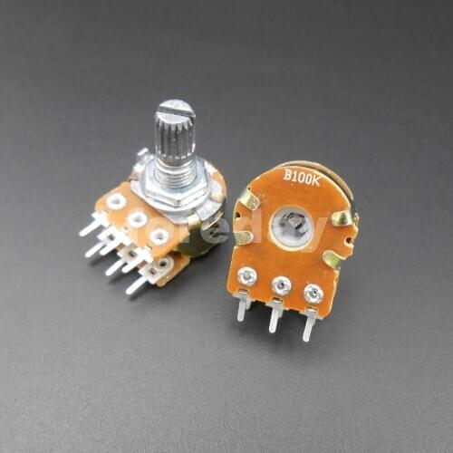20PCS WH148 B 1K 2K 5K 10K 20K 50K 100K 500K ohm Double Linear Taper Rotary Potentiometer Panel pot 6 Pins 20PCS/LOT *FD693-700