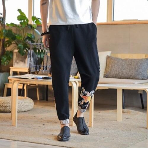 2021 Kimono Embroidery Harem Pants Men Joggers Sweatpants Japanese Streetwear Men Pants Trousers Chinese Mens Pants 30740