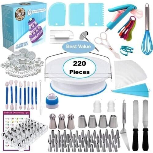 220pcs Decorating Nozzle Set Cake Tools Cake Decoration Kitchen DIY Icing Piping Cream Reusable Kit Baking Tools Cake Tools Set