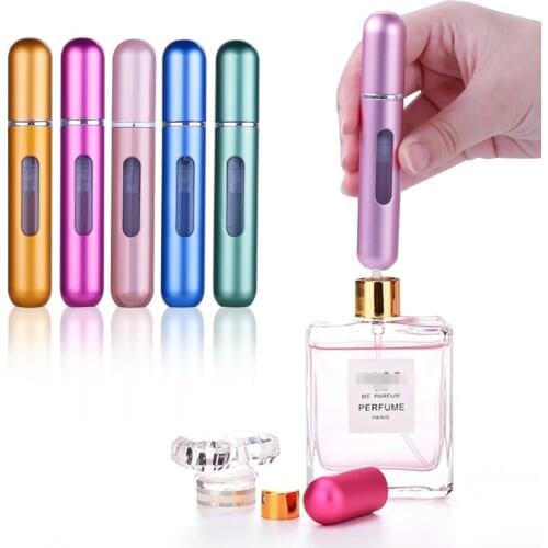 5pcs Portable Mini Aluminum Refillable Perfume Spray Bottle With Cosmetic Containers With For Traveler tool storage