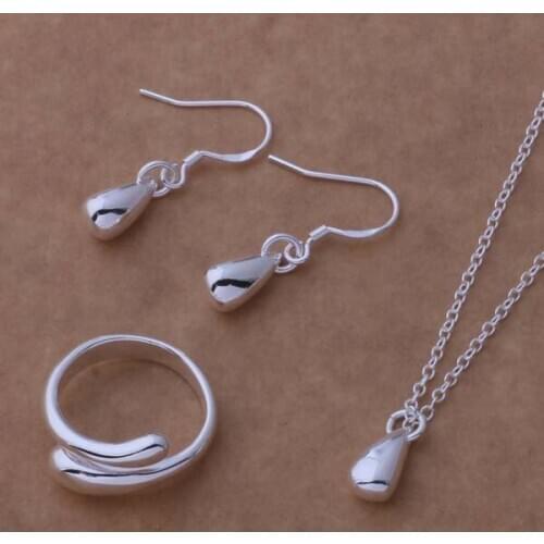 AS088 Lucky Silver Color 925 Jewelry Sets For Women Earring 177 + Necklace 681 + Ring 248 /bgeajxla Aeeaivla