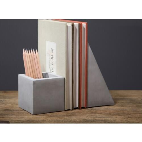 Concrete cement pen holder bookshelf silicone die desk pen holder die