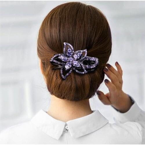 Shinning Rhinestone Hairpin Star Flower Shape Duckbill Hair Claws Retro Hair Clip Ponytail Headwear For Women Hair Styling Tools