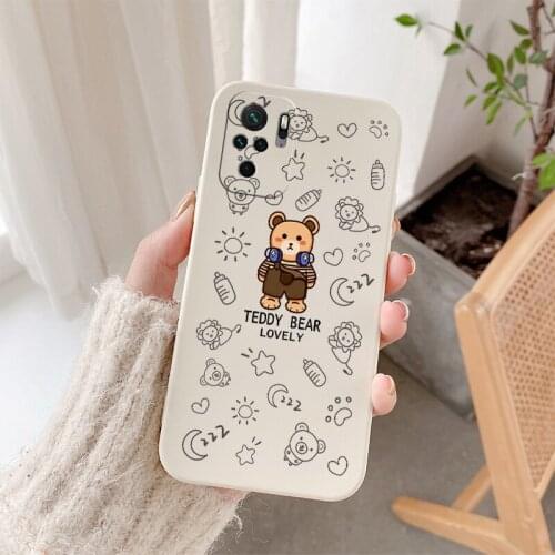 Little Bear With Headphones Case For Xiaomi Redmi Note 10 10S 9T 9 8 7 Pro Max Redmi 9 9A 9T K40 K30 K20 Pro Shockproof Phone