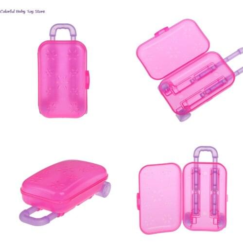 Travel Suitcase For 18 Inch Doll Doll House Kids Toy Birthday Gift Fashion Trunk Luggage Box Claear