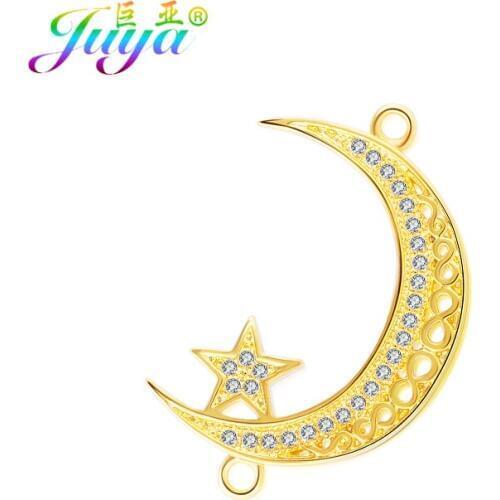Juya DIY Jewelry Findings Decorative Moon Allah Crescent Connector Charms For Earrings Bracelets Muslim Prayer Jewelry Making