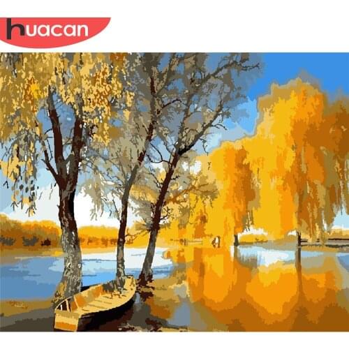 HUACAN DIY Pictures By Number Tree Kits Home Decor Painting By Numbers Fall Drawing On Canvas HandPainted Art Gift
