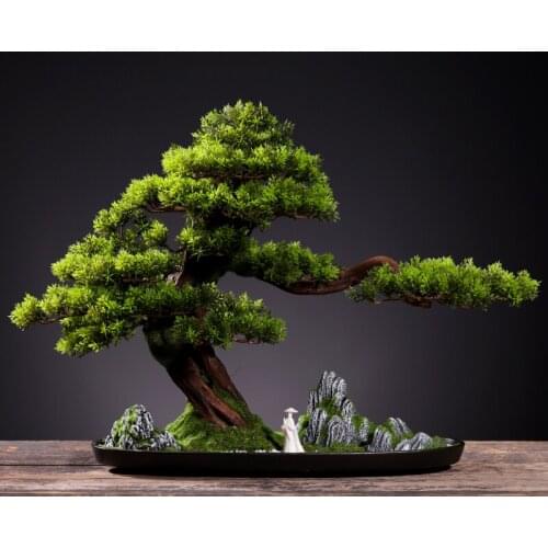 Living room simulation plant welcoming pine bonsai indoor soft decoration plastic artificial flower green plant potted porch