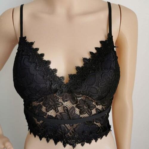 Lace Sexy Women Top Strappy V Neck Vest Tops Backless Plus Size Blouse Camisole Underwear Women Tank Top Hollow Mesh Camisoles