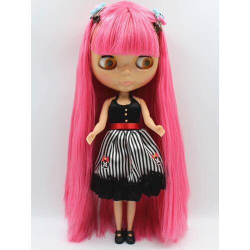 Blygirl Doll pink straight hair Blyth Doll body Fashion Can refit makeup Fashion doll Wheat muscle