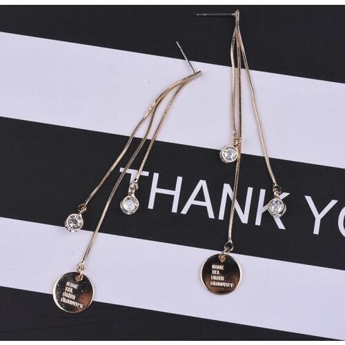 Hot style korea Gold Color ear jewelry wholesale crystal beads long tassel charm Dangle Drop Earrings for women