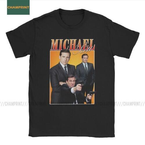 Michael Scott Homage The Office Men T Shirts Tv Series Dwight SchruteJim Halpert Tees Short Sleeve T-Shirts Cotton Plus Size