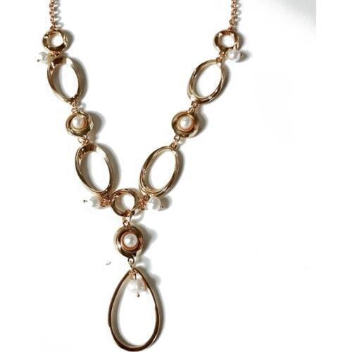 Fashion Teardrop Alloy Elegant Fresh Water Pearl Pendant Necklace