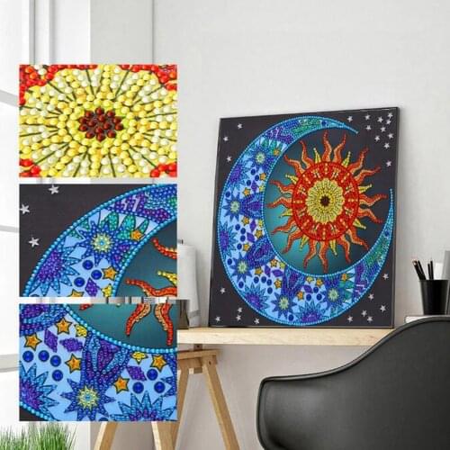 5D DIY Special Shaped Diamond Painting Sun and Moon Diamond Embroidery Crystal Rhinestones Diamond Art Kits for Adults and Kids