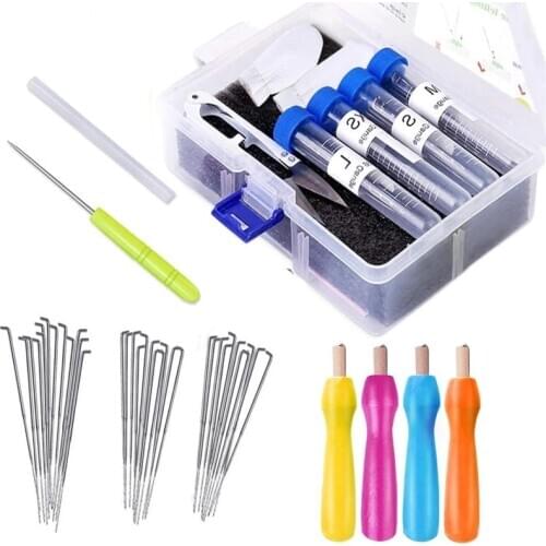 Nonvor 51Pcs Needle Felting Tool Kit with Colored Wood Handle Storage Box Tools Supplies Awl Protect Finger Sewing Accessories