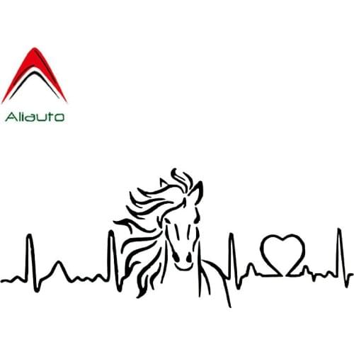 Aliauto Personality Car Sticker Horse Heartbeat Love Animal Styling Black/Sliver Cover Scratch Accessories PVC Decal,20cm*7cm