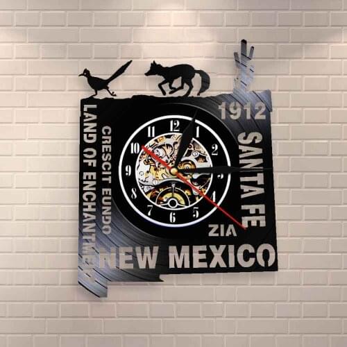 Land of Enchantment USA Home State Sign Wall Clock Santa Fe Vinyl Record Wall Clock Living in New Mexico Housewarming Clock Gift